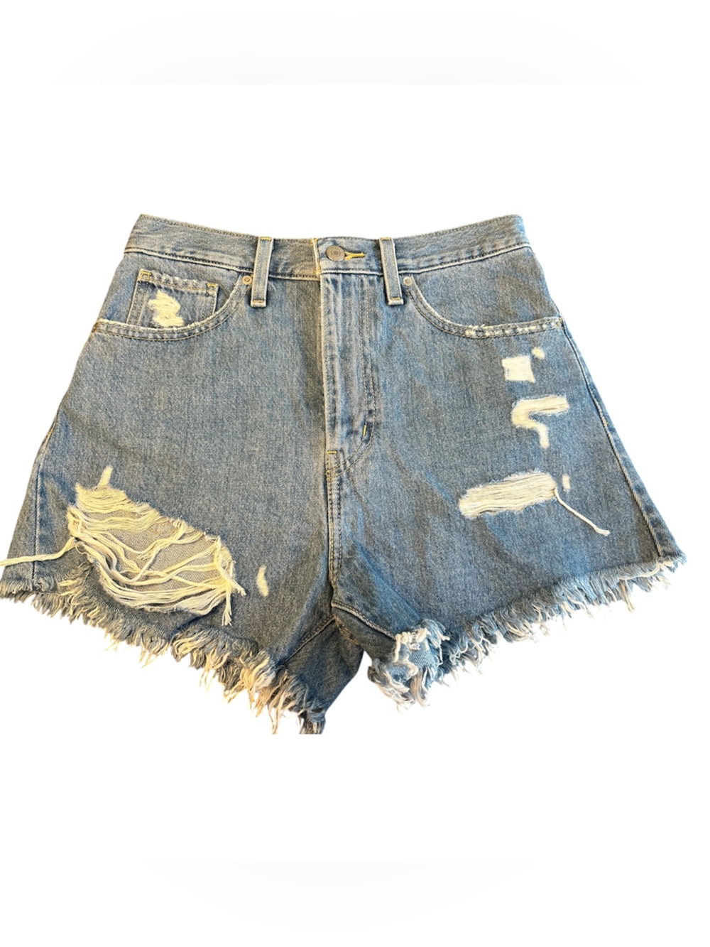 Levi’s High Waisted Mom Shorts Women’s Size 27 Distressed Cutoff Denim Shorts